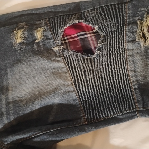 Embellish NYC Denim Jeans Distressed  Ribbed Punk Rock Biker Size 38 - Picture 6 of 9